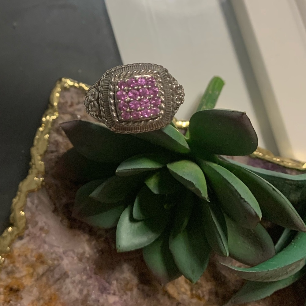 Judith Ripka Genuine Pink Saphire Sterlinf Ring